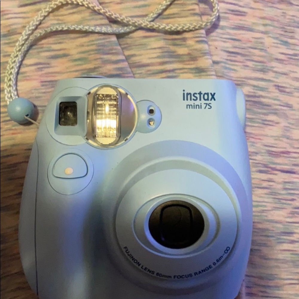 Baby blue instax mini 7s camera